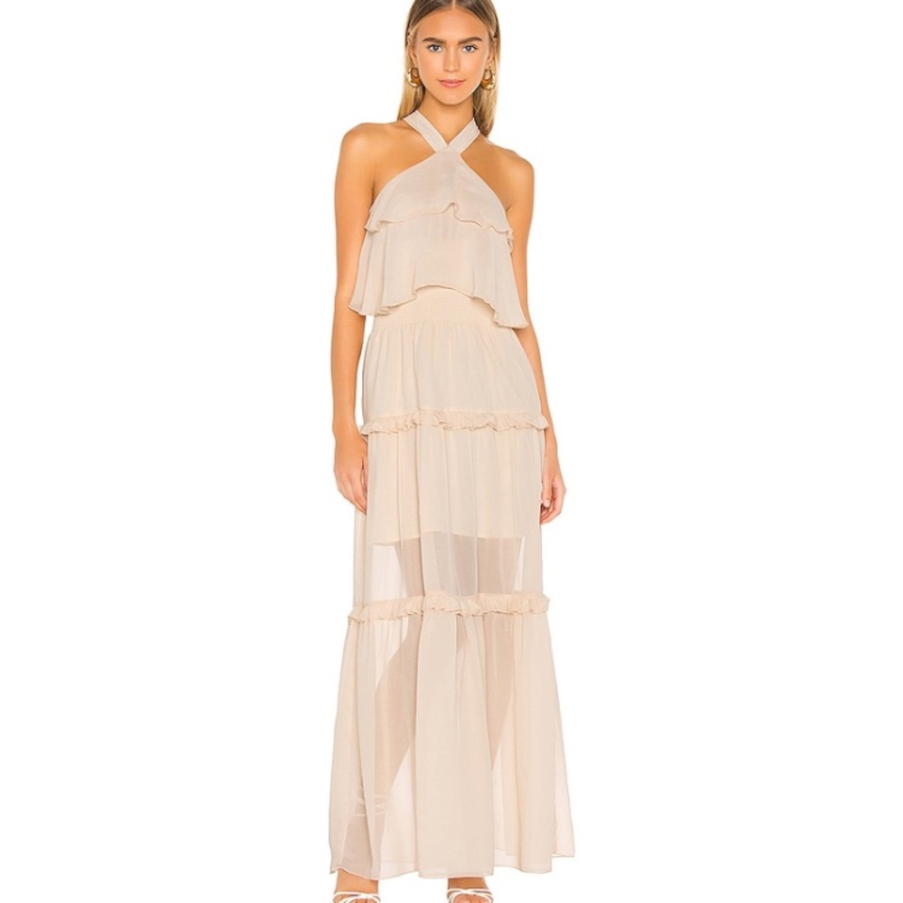 Kendall and Kylie Ruffled halter maxi dress